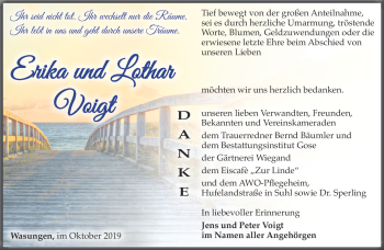 Traueranzeige von Erika und Lothar Voigt von Südthüringer Presse