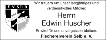 Traueranzeige von Edwin Huscher von Frankenpost