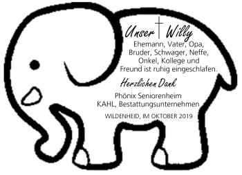 Traueranzeige von Willy Weinert von Neue Presse Coburg