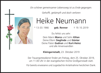 Traueranzeige von Heike Neumann von Neue Presse Coburg