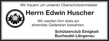 Traueranzeige von Edwin Huscher von Frankenpost