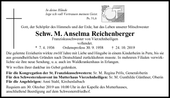 Traueranzeige von Anselma Reichenberger von Neue Presse Coburg