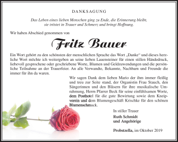 Traueranzeige von Fritz Bauer von Neue Presse Coburg