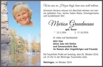 Traueranzeige von Marion Grundmann von Südthüringer Presse