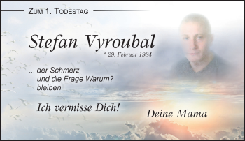 Traueranzeige von Stefan Vyroubal von Südthüringer Presse