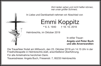 Traueranzeige von Emmi Koppitz von Frankenpost
