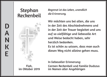 Traueranzeige von Stephan Reckenbeil von Südthüringer Presse