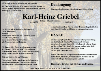 Traueranzeige von Karl-Heinz Griebel von Neue Presse Coburg