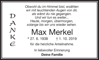 Traueranzeige von Max Merkel von Frankenpost