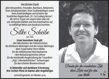 Traueranzeige von Silke Scheibe von Südthüringer Presse