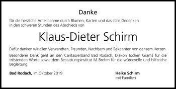 Traueranzeige von Klaus-Dieter Schirm von Neue Presse Coburg