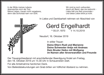 Traueranzeige von Gerd Engelhardt von Frankenpost