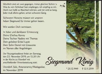 Traueranzeige von Siegmund König von Südthüringer Presse