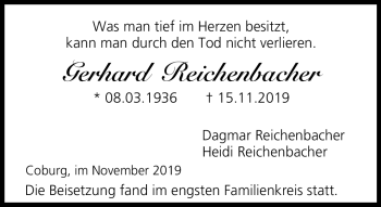 Traueranzeige von Gerhard Reichenbacher von Neue Presse Coburg