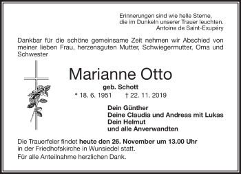 Traueranzeige von Marianne Otto von Frankenpost