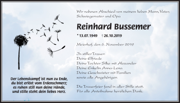 Traueranzeige von Reinhard Bussemer von Frankenpost