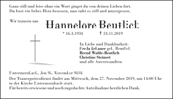 Traueranzeige von Hannelore Beutlich von Neue Presse Coburg