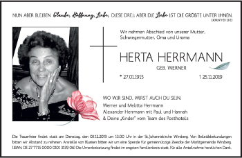 Traueranzeige von Herta Herrmann von Frankenpost