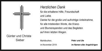 Traueranzeige von GünterChrista SieberSiebert von Frankenpost