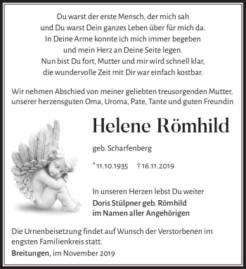 Traueranzeige von Helene Römhild von Südthüringer Presse