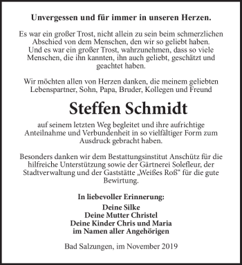 Traueranzeige von Steffen Schmidt von Südthüringer Presse