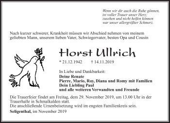Traueranzeige von Horst Ullrich von Südthüringer Presse