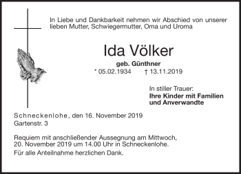 Traueranzeige von Ida Völker von Neue Presse Coburg