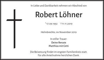 Traueranzeige von Robert Löhner von Frankenpost
