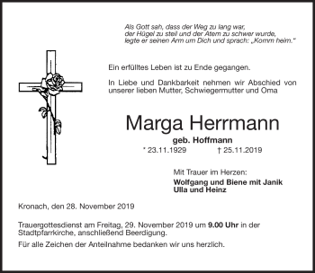 Traueranzeige von Marga Herrmann von Neue Presse Coburg