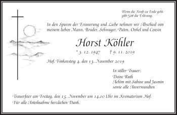 Traueranzeige von Horst Köhler von Frankenpost