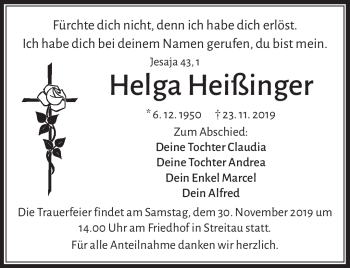 Traueranzeige von Helga Heißinger von Frankenpost