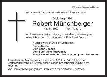 Traueranzeige von Robert Münchberger von Frankenpost