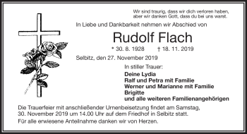 Traueranzeige von Rudolf Flach von Frankenpost