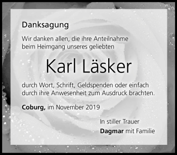 Traueranzeige von Karl Läsker von Neue Presse Coburg