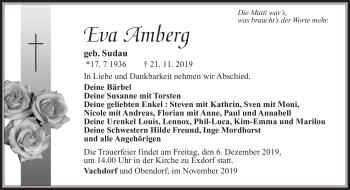 Traueranzeige von Eva Amberg von Südthüringer Presse