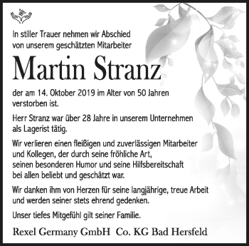 Traueranzeige von Martin Stranz von Südthüringer Presse
