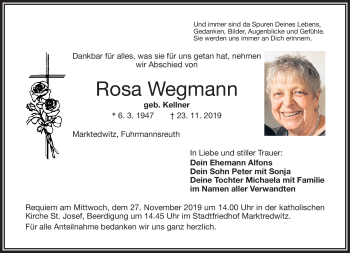 Traueranzeige von Rosa Wegmann von Frankenpost