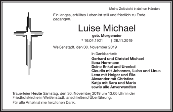 Traueranzeige von Luise Michael von Frankenpost