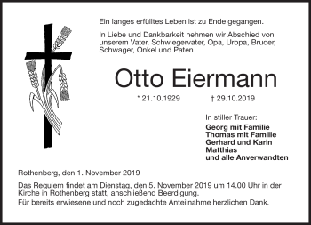 Traueranzeige von Otto Eiermann von Neue Presse Coburg