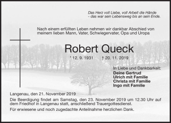 Traueranzeige von Robert Queck von Neue Presse Coburg