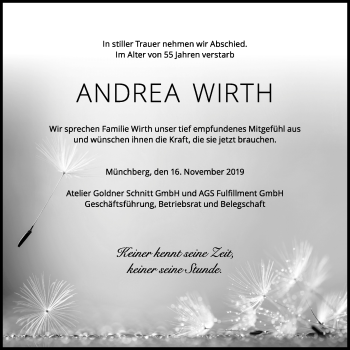 Traueranzeige von Andrea Wirth von Frankenpost
