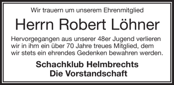 Traueranzeige von Robert Löhner von Frankenpost