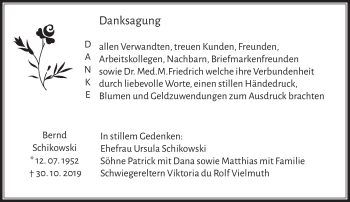 Traueranzeige von Bernd Schikowski von Südthüringer Presse