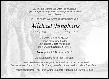 Traueranzeige von Michael Junghans von Neue Presse Coburg