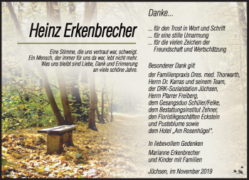 Traueranzeige von Heinz Erkenbrecher von Südthüringer Presse