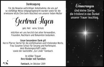Traueranzeige von Gertrud Ilgen von Südthüringer Presse