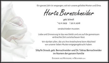 Traueranzeige von Herta Bernschneider von Neue Presse Coburg
