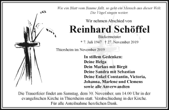 Traueranzeige von Reinhard Schöffel von Frankenpost