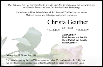 Traueranzeige von Christa Geuther von Neue Presse Coburg
