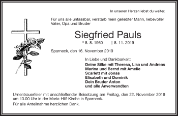 Traueranzeige von Siegfried Pauls von Frankenpost